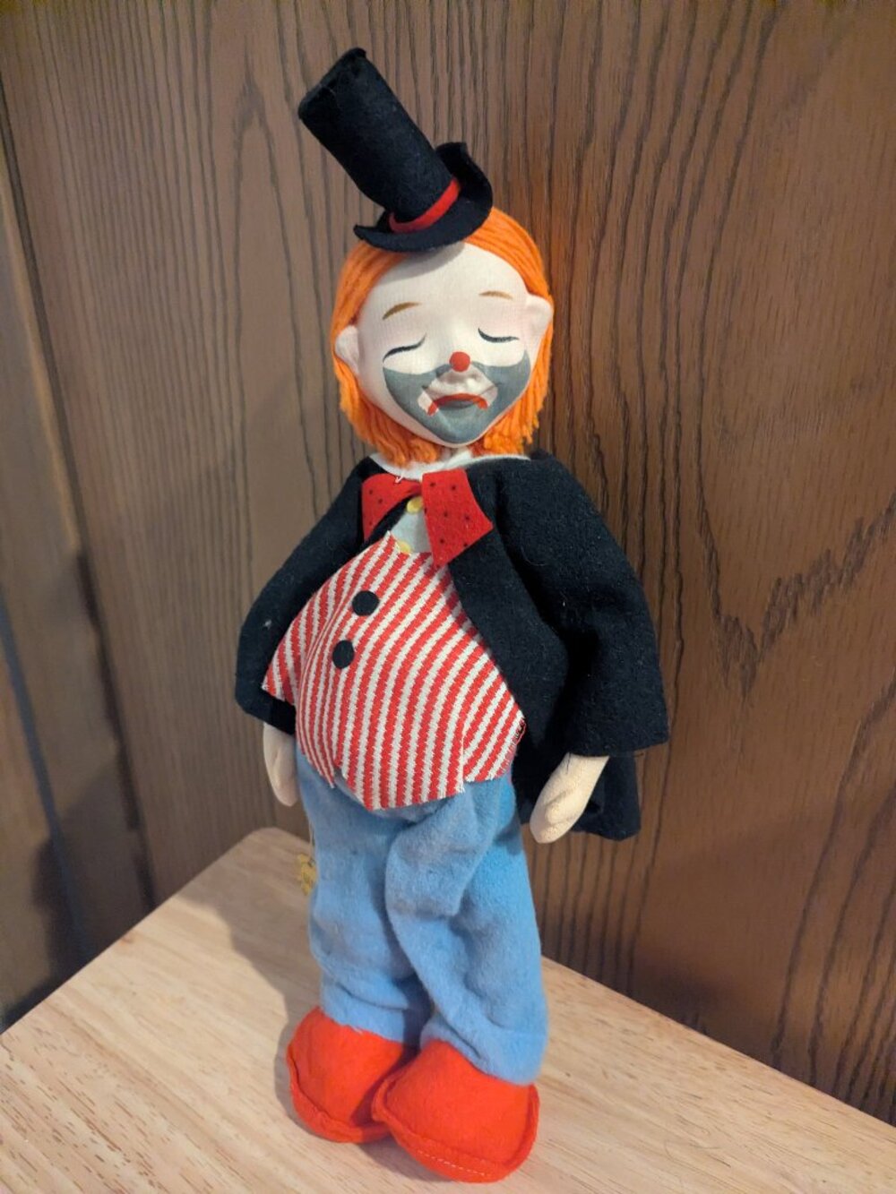 VTG Pierrot Sad Clown George Doll Hedaya & Co. Holiday Fair Felt Cloth Japan 60s